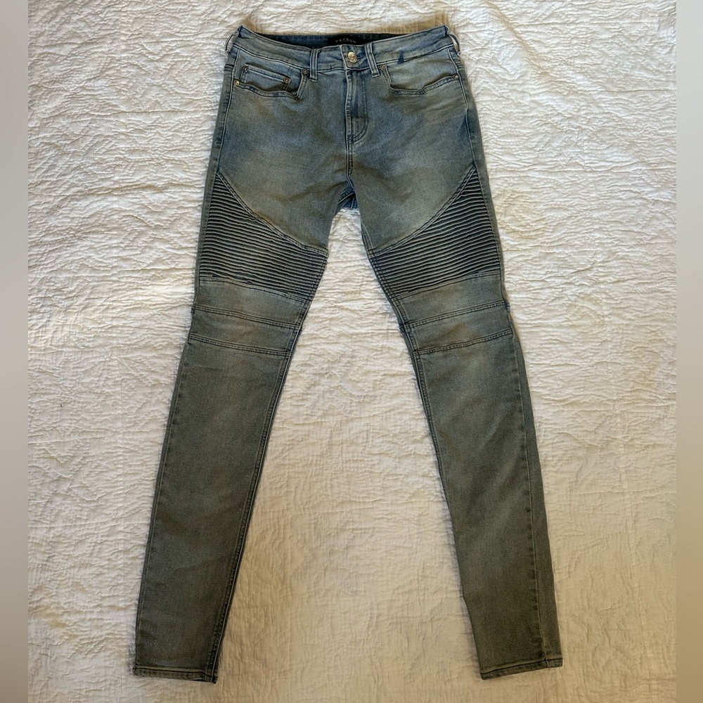PacSun Active Stretch Stacked Skinny Ribbed Jeans Lightwash 31 x 32